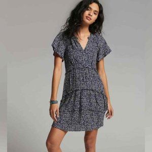 NWT Anthropologie Robin Tiered dress blue - size L